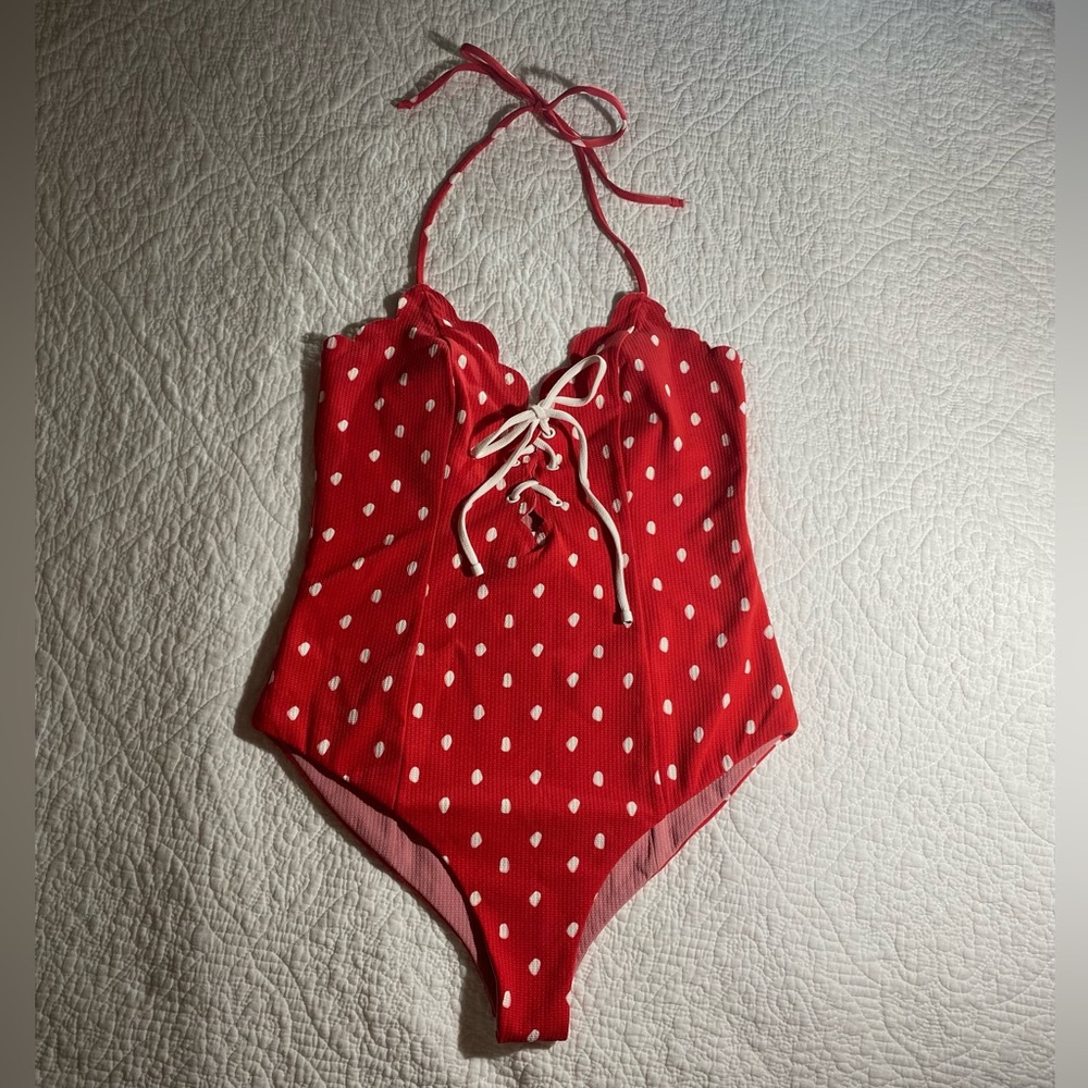 Marysia red polka dot swimsuit. Size M